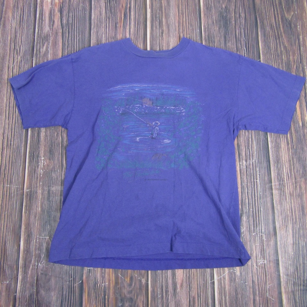 Northern Reflections T Shirt Men S Purple Vintage Fishing Graphic Single Stitch